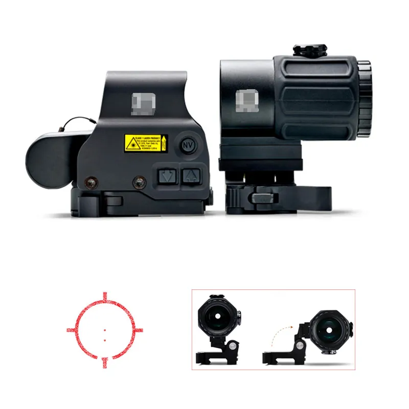 전술 G43 3X 돋보기 스코프 및 558 홀로그램 레드 도트 시야 Riflescope Combo G43 옵티스 측면에서 STS 로의 스위치를 사용하여 빠른 분리 가능한 QD 사냥 에어 소프트