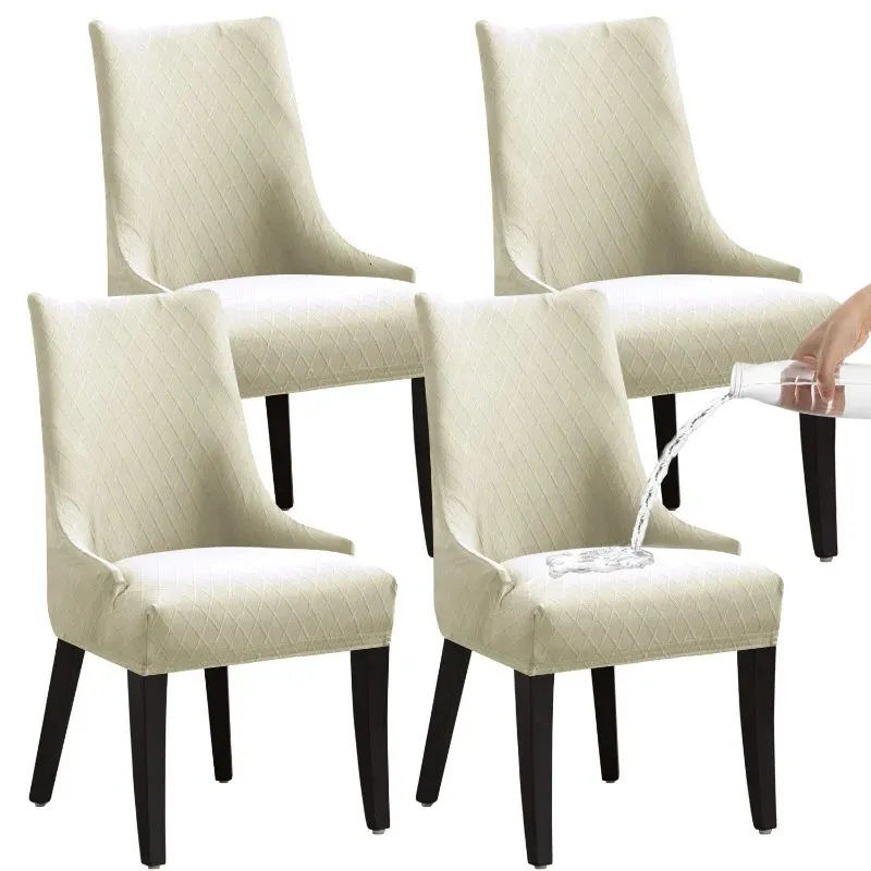 Chair Covers 1/2/4Pc Water Repellent Sloping Chair Cover High Back Accent Dining Chair Covers Stretch Seat Slipcovers for Kitchen Living Room 231110