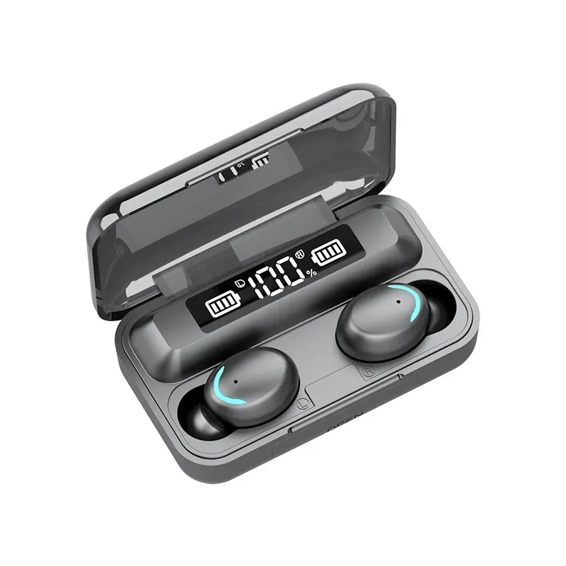 F9-5 Casque sans fil 5c TWS Bluetooth 5.0 Écouteurs 9D Stéréo Musique Mains libres 2000mAh Boîte de chargement avec microphone Sport Casques étanches
