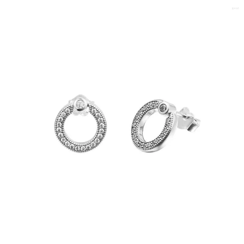 Stud -oorbellen Pave Logo Circle Reversible met CZ For Women Wedding Earring Originele sieraden Gift Bijoux Brincos