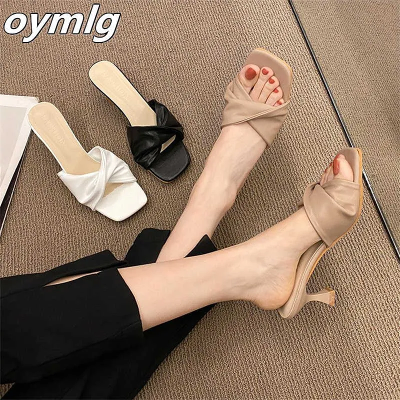 Slipper Net Red Stiletto Sandal and Women '2023 New All-Match Fashion Temperament Retro One-Word High-Heeled Pumps