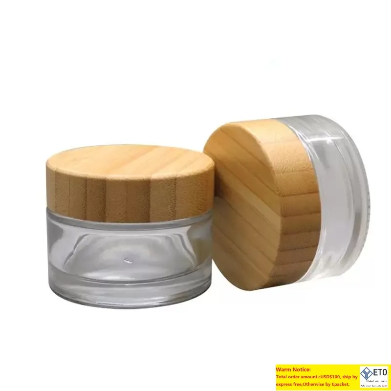Storage Bottles Jars Clear Glass Cream Jar With Bamboo Lids Round Empty Top Quality Cosmetic DIY Makeup Tools Eye JarStorage Storag