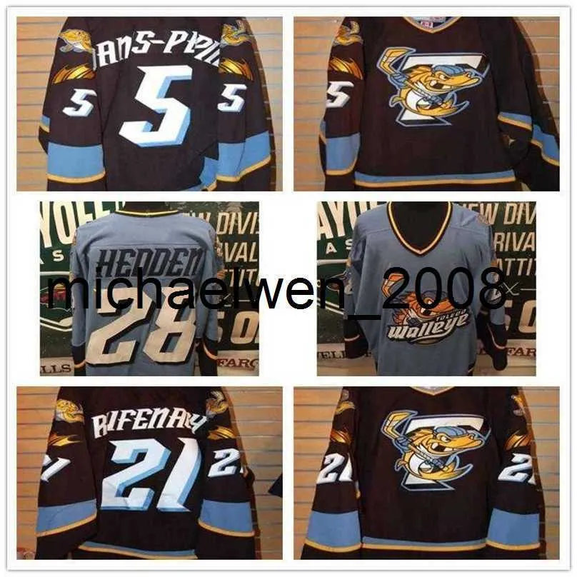 تخصيص Weng New ECHL 2010-11 Toledo Walleye 28 Mike Hedden 5 Simon Danis Pepin Mens Womens Best Quality Hockey Toweit Cut