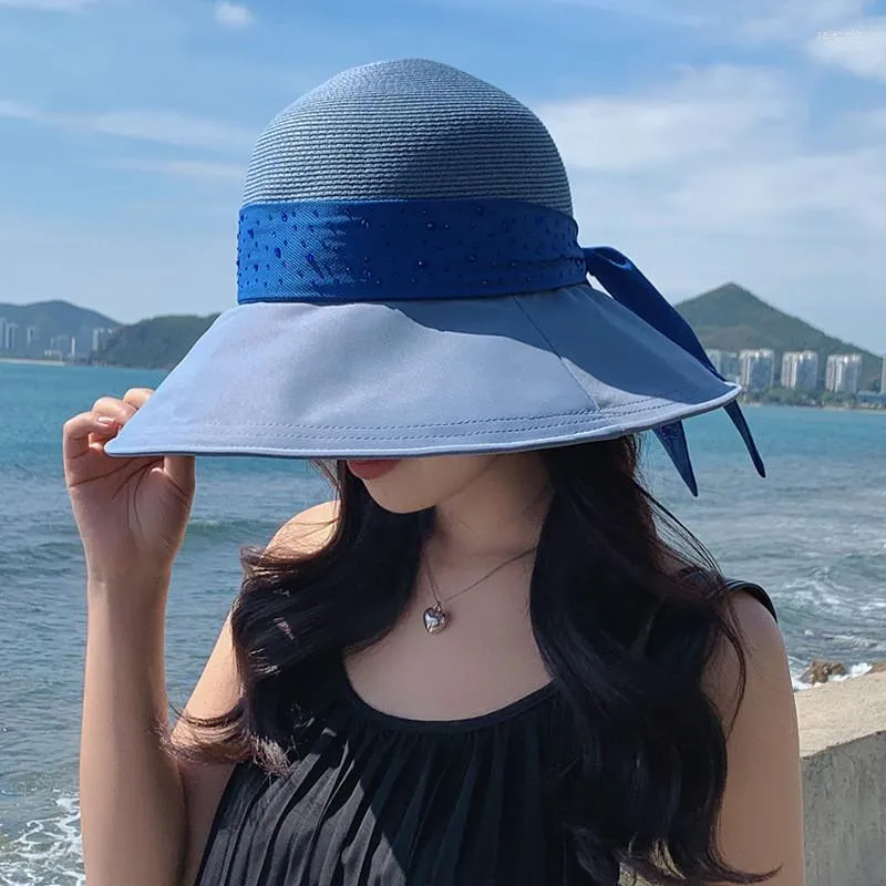 Cappelli a tesa larga 2023 Donne Harajuku Protezione solare Estate Grandi berretti sportivi Y2K Vestiti Donna Vintage Outdoor Cappello da pescatore H042