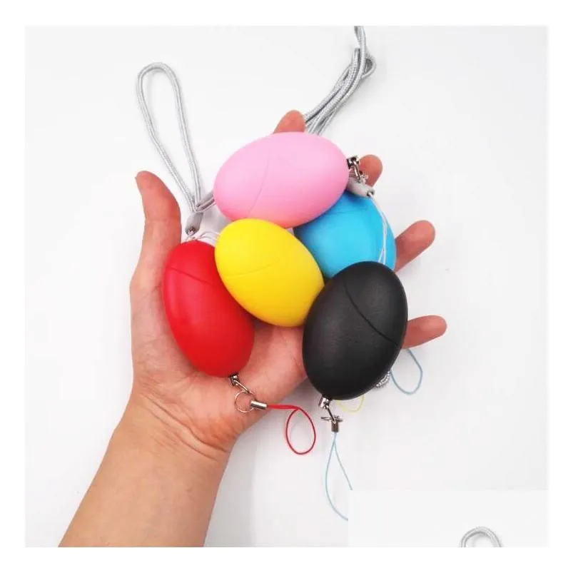 5 Colors 120Db Egg Shape Self Defense Alarm Keychain Girl Women Security Protect Alert Personal Safety Scream Loud Keychains Alarms Dr Dhojq