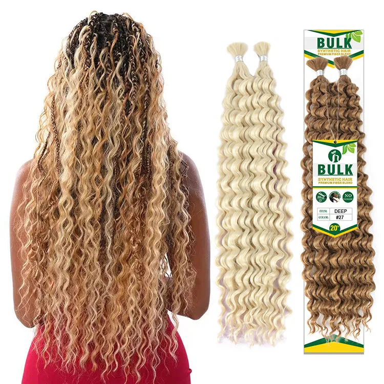 Synthetic Hair Bulks Deep Wave Bulk Hair For Boho Box Braiding Hair