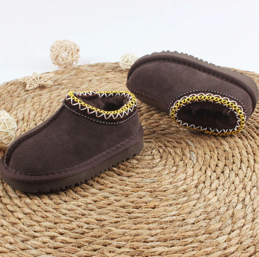 Kinderen Peuter Tasman Slippers Uggies gevlochten Tazz sandalen Babyschoenen Kastanjebont Slippers Schapenvacht Shearling Klassieke Ultra Mini Boot Winter Muiltjes Australië schoenen b300