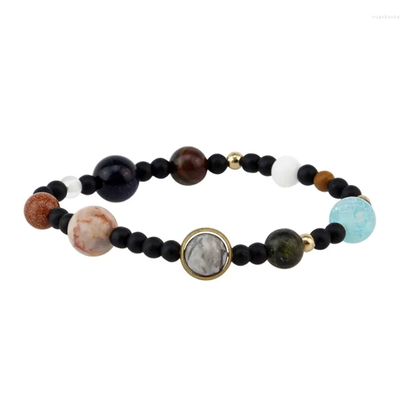 Strand Galaxy Sistema Solare Stelle Terra Luna Bracciali Universo Nove Pianeti Bracciale in pietra naturale per donna Uomo Gioielli di moda