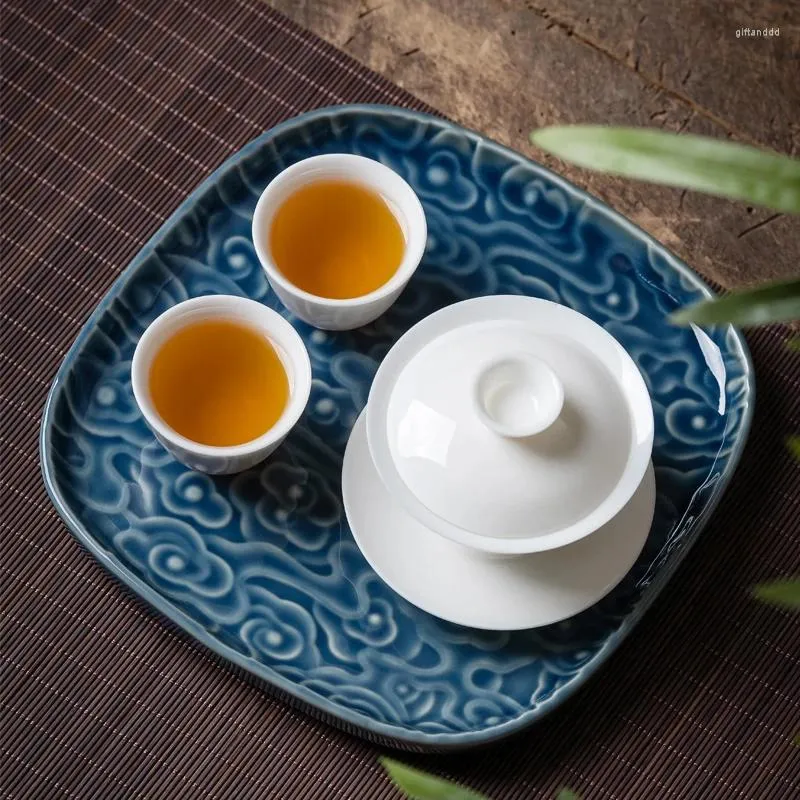 Tace herbaty biurko ceramiczny taca na taca luksusowe cukierki kwadratowe jedzenie kuchnia pu erh salon płaskowyż luksus