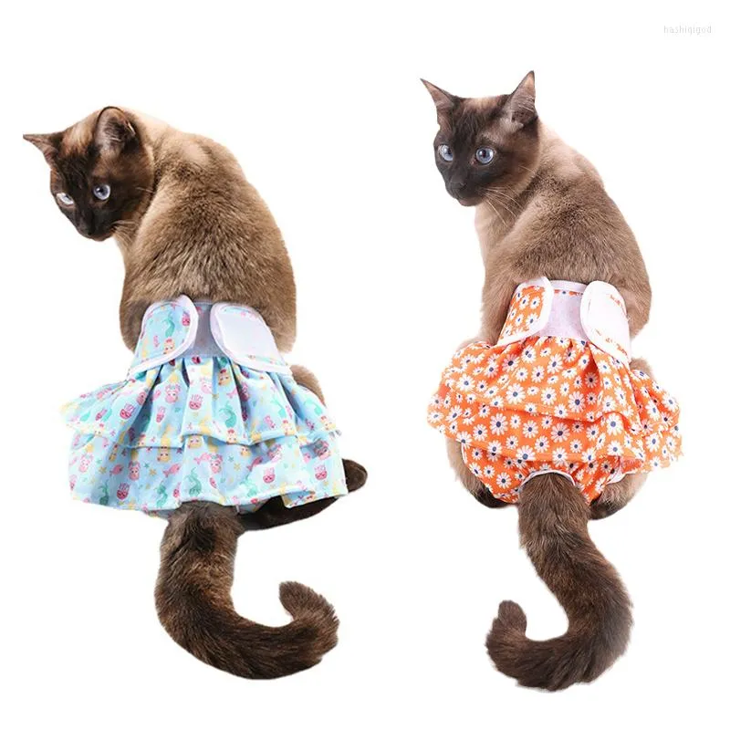 Trajes de gatos calças de cachorro fraldas femininas laváveis ​​shorts de animais de estimação para gatos cães garotas roupas íntimas saia curta calça fisiológica majtki dla psa