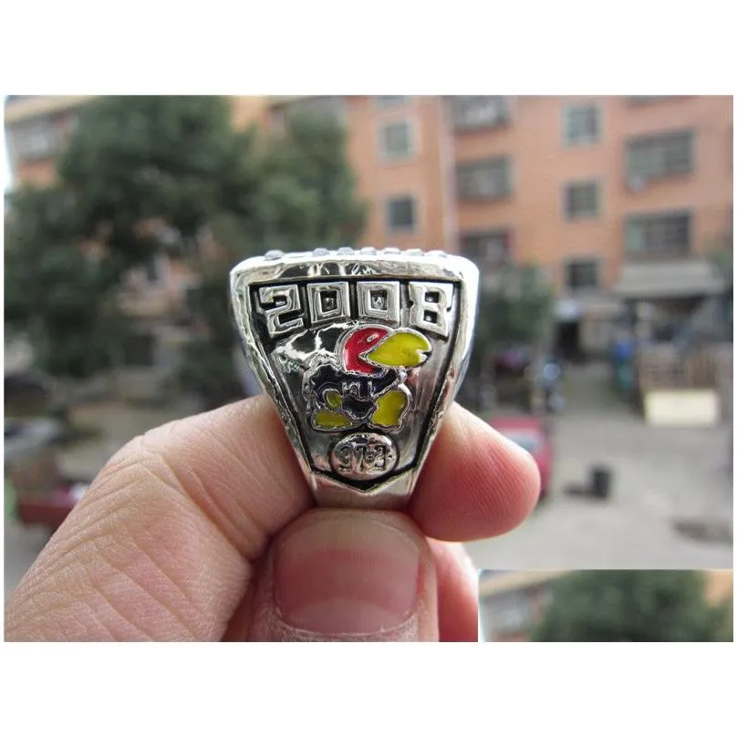 2008 kansas jayhawks basketball national championship ring with wooden display box souvenir men fan gift wholesale drop shipping