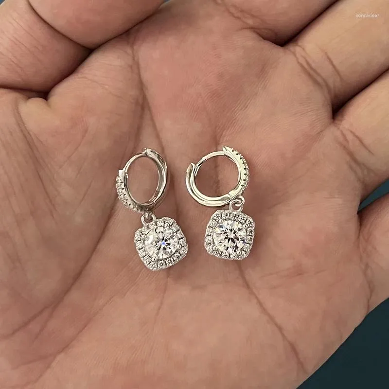 Boucles d'oreilles pendantes 0.5-1ct D couleur Moissanite goutte femmes 925 argent Sterling diamant Huggie Pass bijoux à la mode