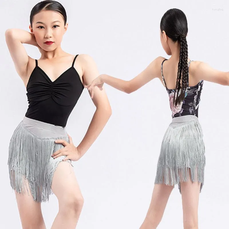 Stage Wear Girls Tassel Latin Dance Skirt Ballroom Samba Chacha Dancing Dress Performance Show