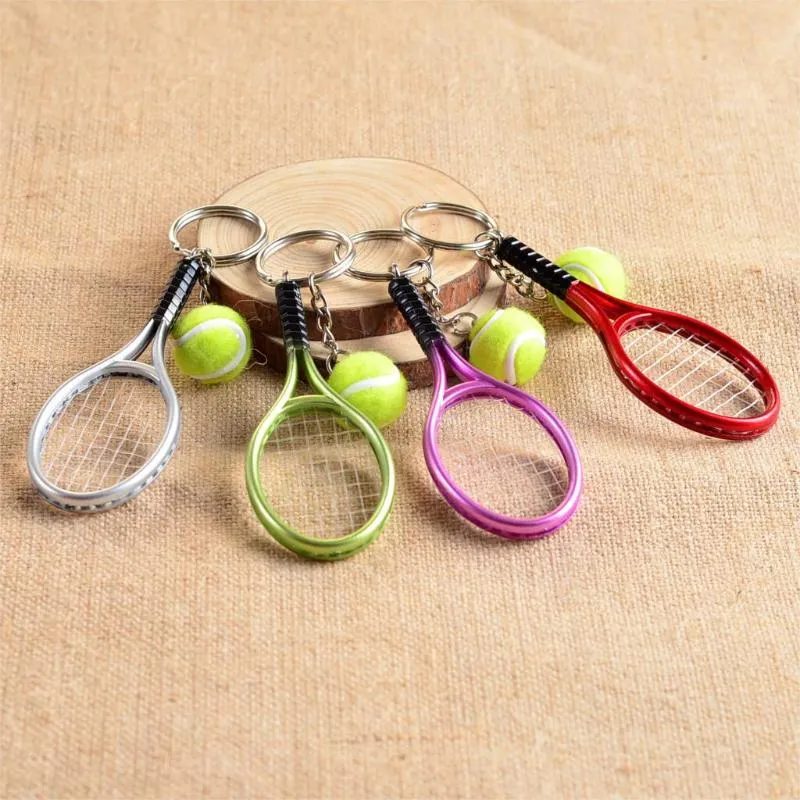 Kleryki Śliczne sport mini -brelkain tenis rakieta 6 kolorowy wisiorek sportowy łańcuch kluczowy, który uwielbia prezenty