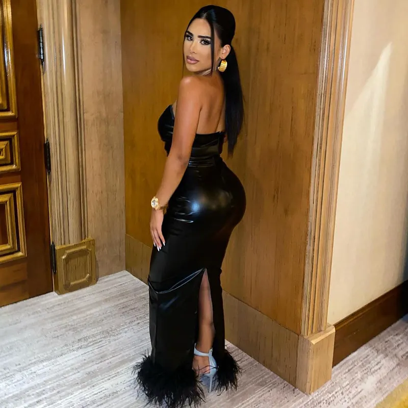 Casual Black Leather Strapless Bodycon Long Dress for Women Ages 25-35, Ankle-Length, Pullover Closure, Fall from Dhgate Basic & Casual Dresses - price 38.05 Casual Black Leather Strapless Bodycon Long Dress for Women Ages 25-35, Ankle-Length, Pullover Closure, Fall from Dhgate Basic & Casual Dresses - price 38.05