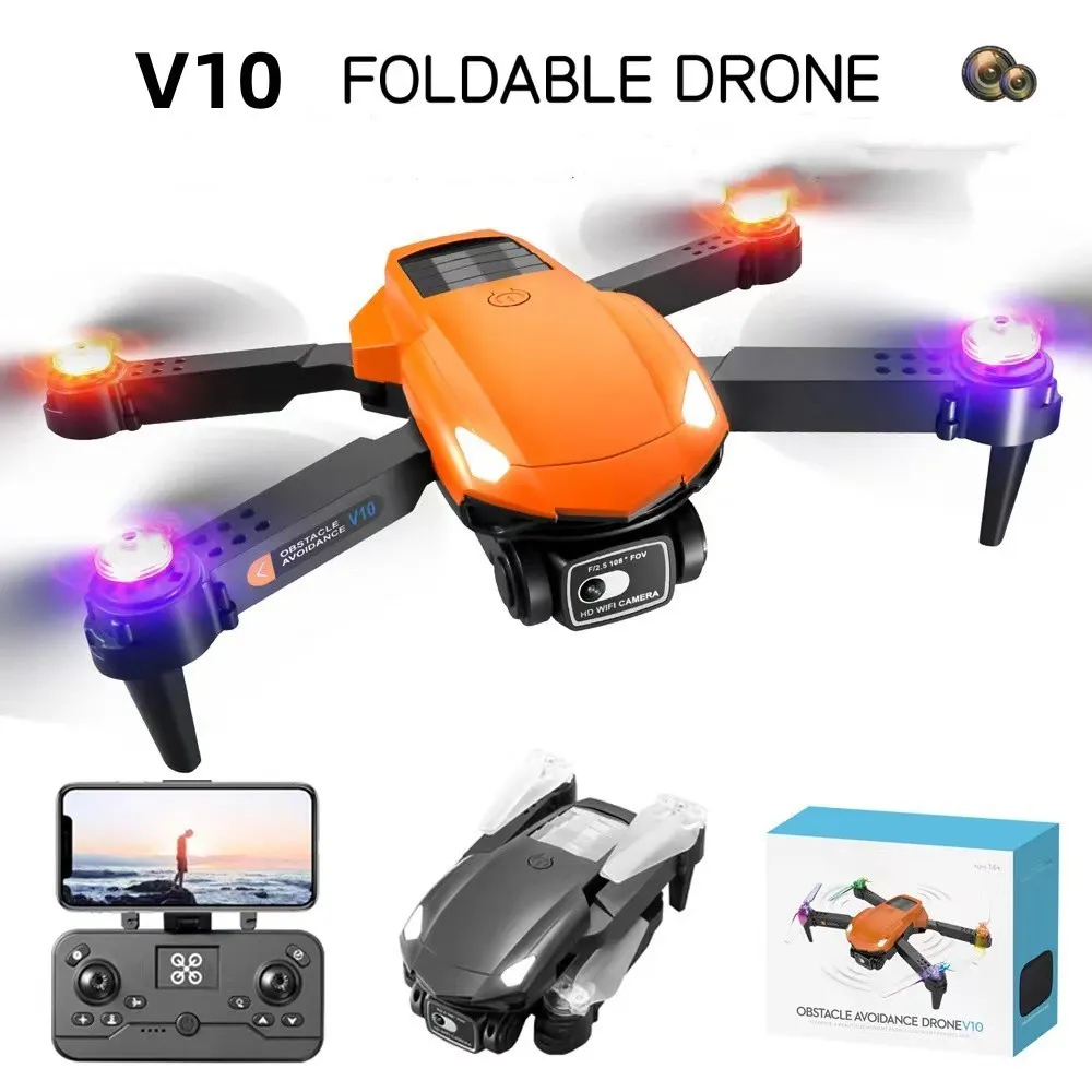 2023 newst V10 Drones gekleurde lichten obstakel vermijden UAV HD luchtfotografie opvouwbare afstandsbediening vliegtuigen handel quadcopter