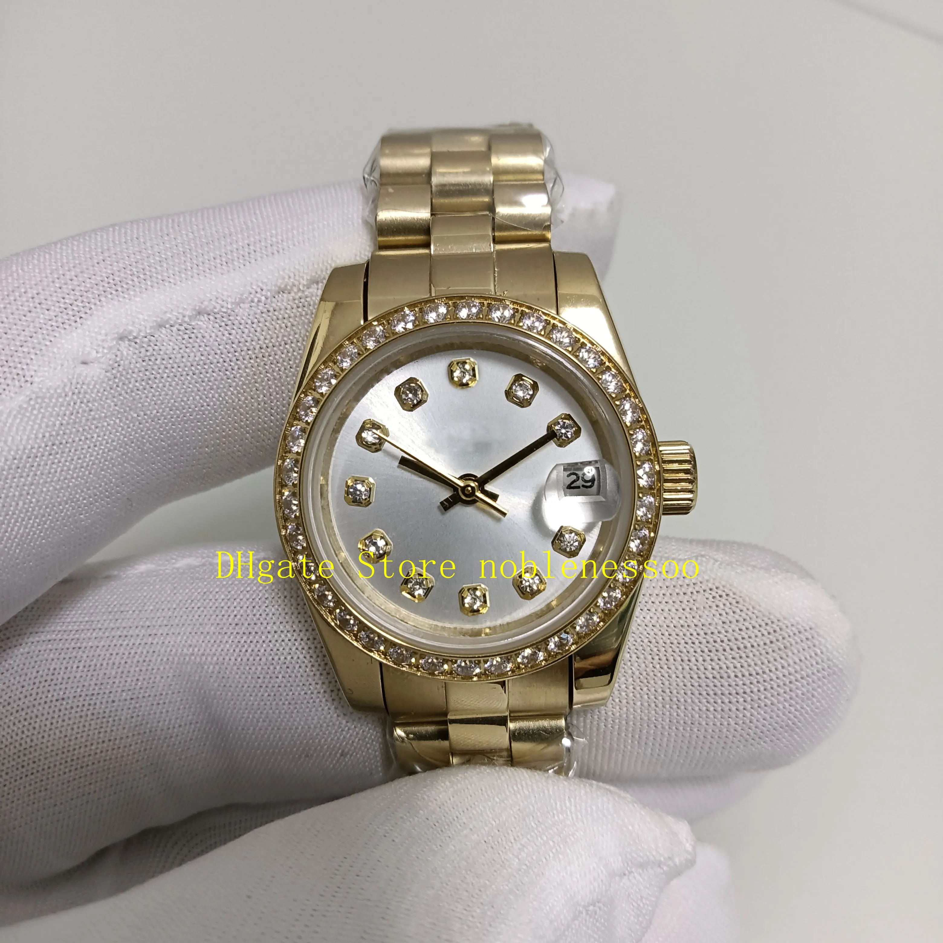 Vero PO con box Women Watchs Ladies 26mm 18kt giallo in oro oro in argento diamanti Bracciale Asia Lady Mechanical Automatic W285T