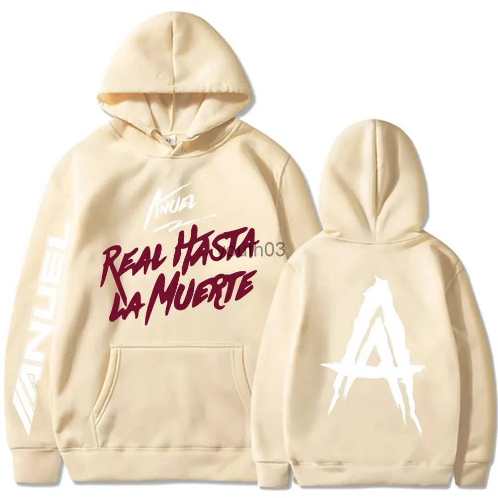 Herrhuvtröjor Sweatshirts Autumn Men's Hoodies Anuel AA Real Hasta La Muerte Sweatshirts Streetwear Rapper Loose Pullover Casual Unisex Hooded Tops YQ231111