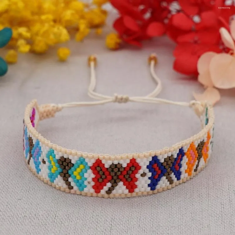 Pulseras de eslabones Go2boho Miyuki Pulsera con cuentas Joyería Boho Siete mariposas coloridas Cuentas trenzadas hechas a mano para mujeres