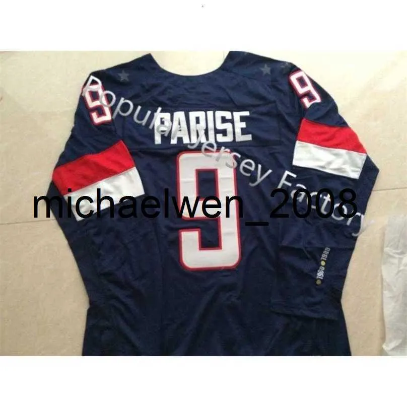 Weng 2016 Shipp. Maillots de hockey Team USA o 9 Zach Parise 2014 Sotchi Winter Hockey Jersey Cousu