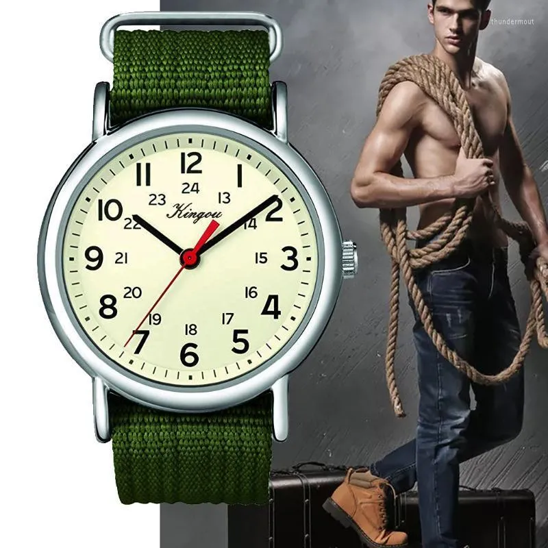 Montres-bracelets Classique Hommes Bracelet en Nylon Montre Rétro Analogique Quartz Cadran Geen Date Luxe Minimaliste Hommes Montre De Sport Montres-bracelets Thun22