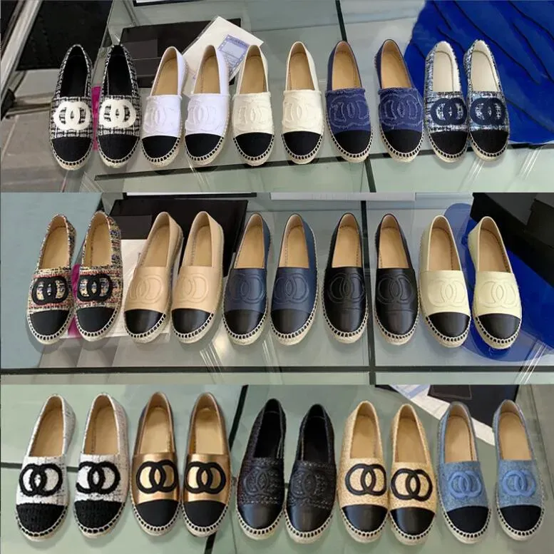 Tasarımcı Düz ​​Sıradan Ayakkabı Kadın Espadrilles Lüks Loafers Cap Toe Balıkçı Tuval Ayakkabı