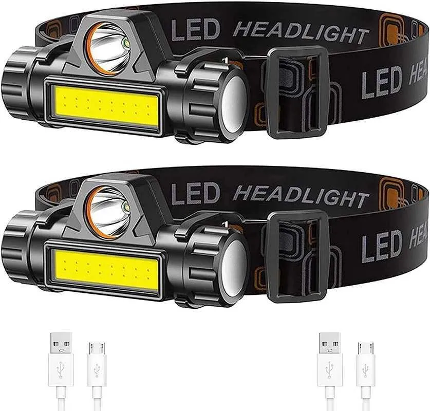 Head lamps XP-G Q5 Headlamp Head Lamp Headlight Waterproof 2500lm Cob Led Built in Usb Rechargeable 18650 Battery Working Light 5w P230411