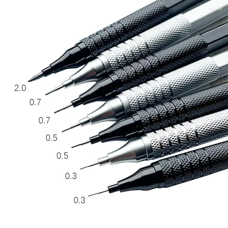 1Pc Mechanical Pencil 0.3/0.5/0.7/2.0mm Low Center Of Gravity Metal Drawing Special Office School Writing Art Supplies