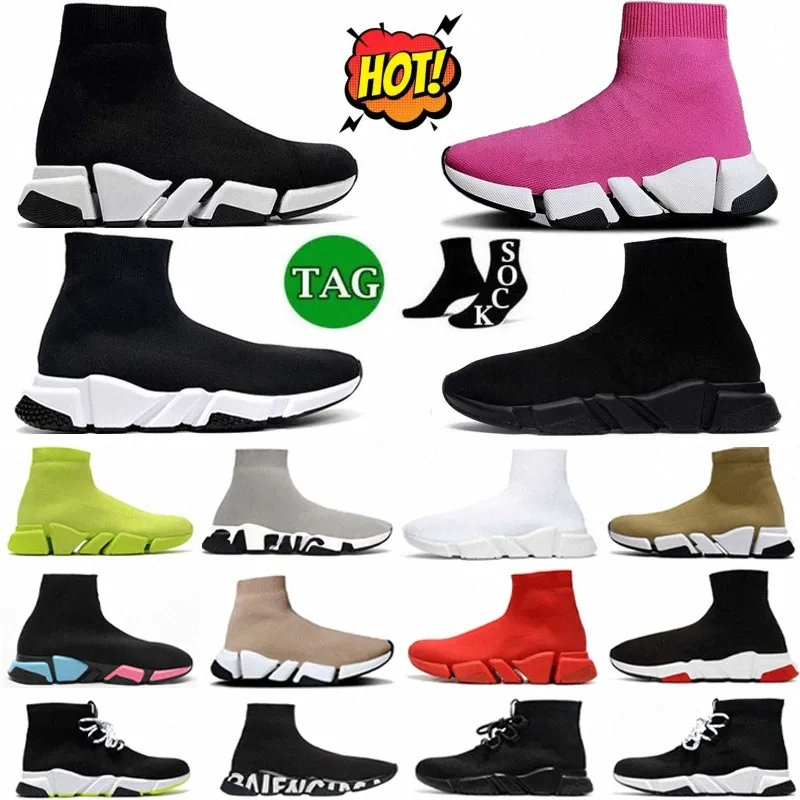 Sock Shoes Speed ​​1.0 Socks Casual 2.0 Boot Classic platforma Czarna biała różowo -czerwona beżowa zielona lekka graffiti vintage niebieskie mężczyźni kobiety Trarw8h#