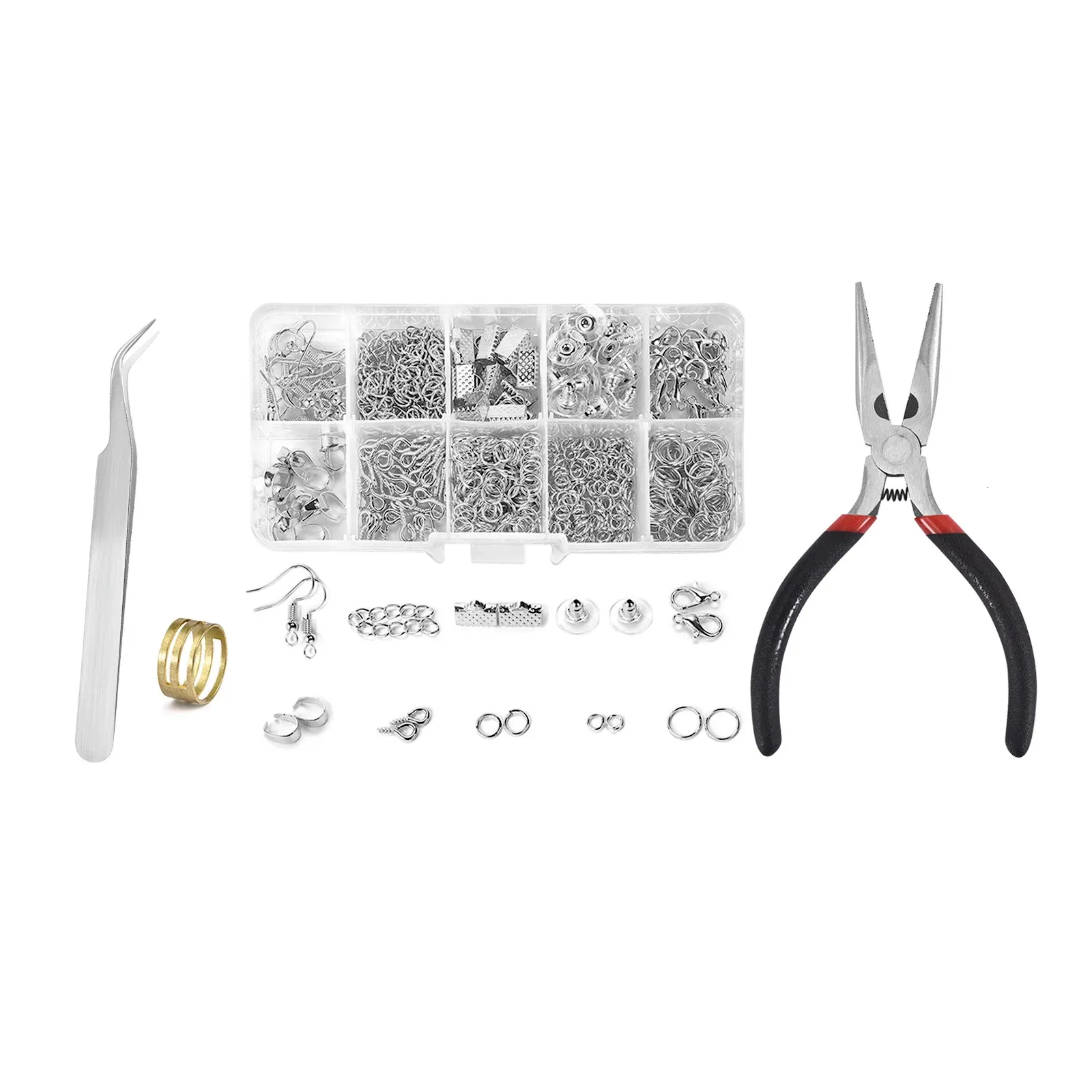 1 set Alloy Accessories Jewelry Set Jewelry Making Tools Open Jump Rings  Lobster Clasp Earring Hook Jewelry Making Supplies Kit