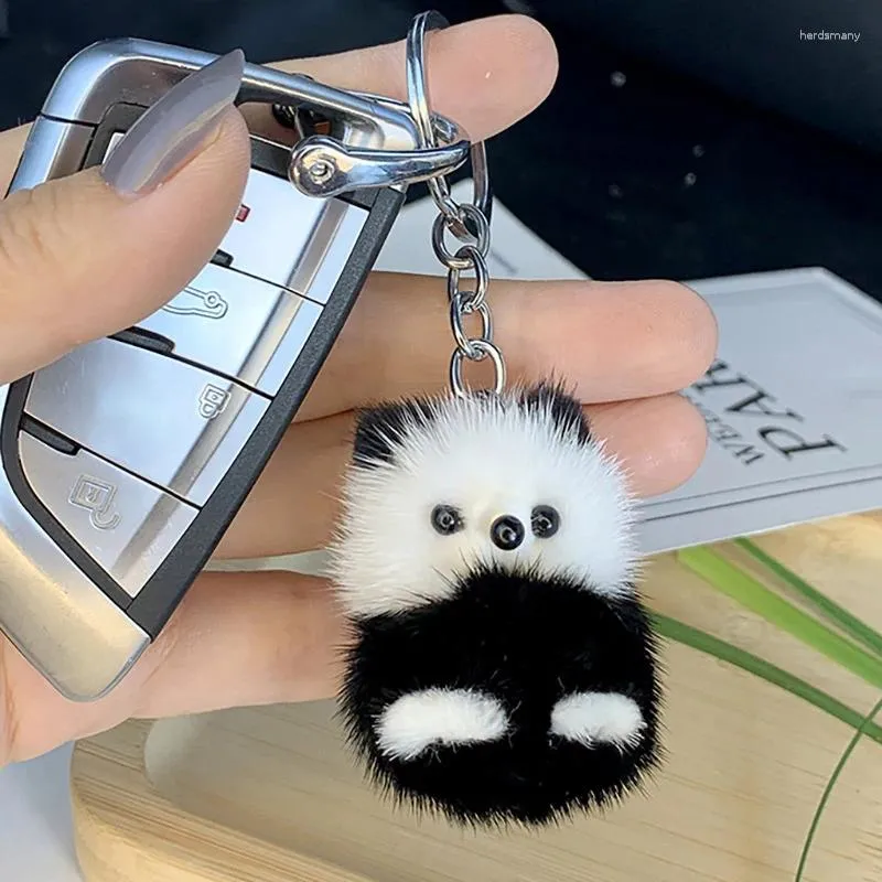 Porte-clés 1PC Panda Porte-clés Sac Pendentif Creative Mignon Noir Blanc Téléphone Mobile Peluche Porte-clés Accessoires