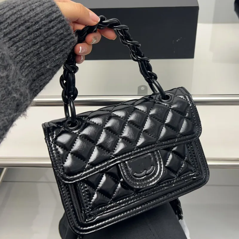 23s Messenger Bag Fashion Women Shoulder Bag Leather Diamond Black Hardware Metal Buckle Luxury Handbag Matelasse Chain Crossbody Bags Small Square Sacoche 20/22cm