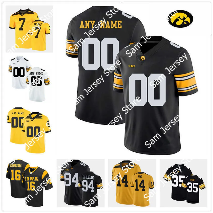 2022 NCAA Custom Iowa Hawkeyes сшил футбольный трикотаж 38 T. J. Hockenson Jersey 99 Андре Типпетт 44 Бен Ниман 16 Чак Лонг 36 Станция Ларри 71 Алекс Каррас Джерси.