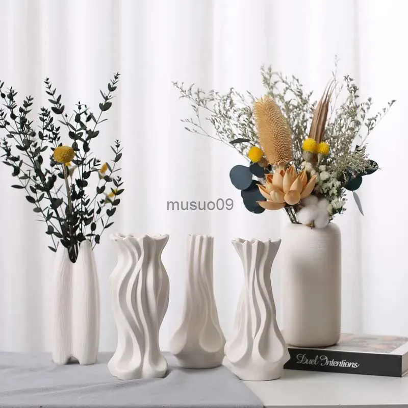 화병 Nordic New Flower Vase 현대 꽃병 세라믹 꽃집 장식 홈 꽃병 꽃 배열 고급 홈 데코레이션 L231111