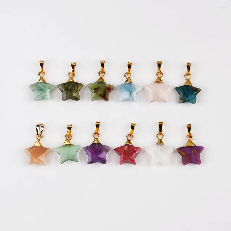 Kolye Kolyeleri Borosa 5pcs Mix Renk çok sırdaş taş kaplı doğal yıldız aytaşı kadınlar için faseted mücevher hediyeleri