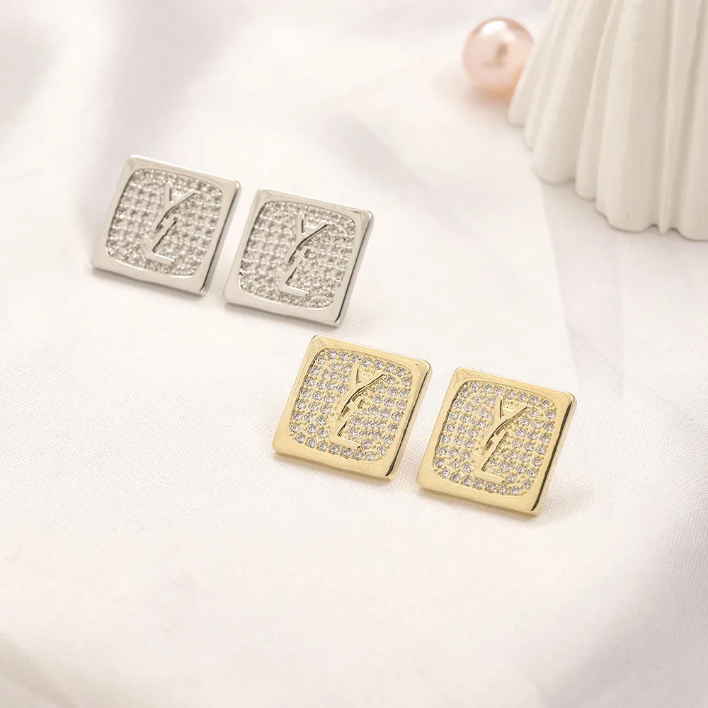 925 Sliver Earrings Stud Fashion Square Letter Earrings Designer Jewelry Spring 18K Gold Plated Earrings Vintage Women Gift Jewelry Wholesale ZG2261