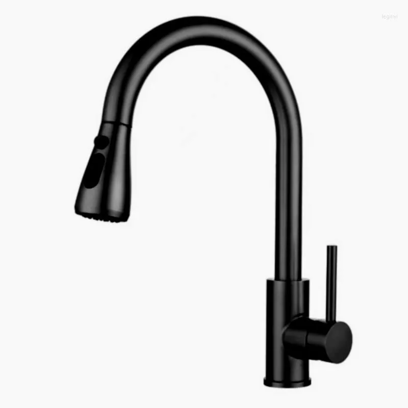 304 Stainless Steel Low Profile Kitchen Faucets With Pull Out Mixer