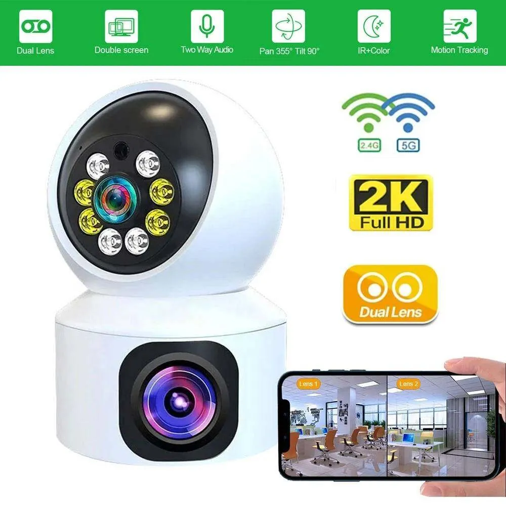 4MP 1080p كاميرا WiFi مع شاشات مزدوجة مراقبة الطفل حماية الأمن المنزلي الداخلي MINI CCTV مراقبة كاميرات ICSEE