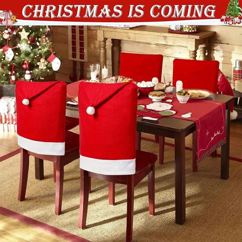 Housses de chaise Housses de chaise de Noël Chapeaux de Noël Housses de dossier de chaise de salle à manger de Noël Chaises de salle à manger Fête de Noël Navidad Noel 231110