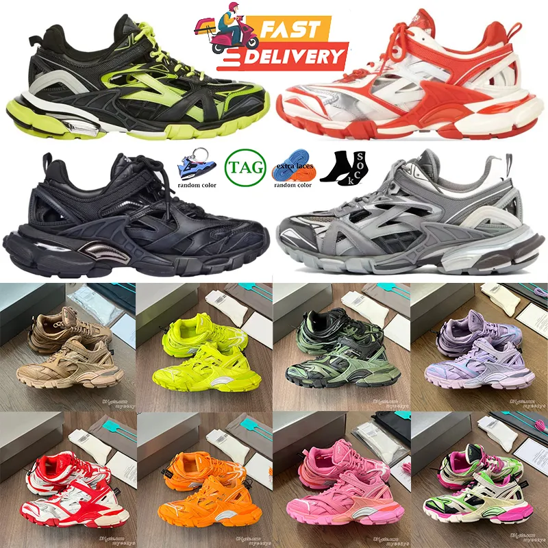 Track 2 4.0 Sneakers Designer Luxo Homens Mulheres Sapatos Casuais Paris Tracks 2.0 Respirável Preto Verde Rosa Balenciagalies Jogging Caminhadas Chaussures Treinadores