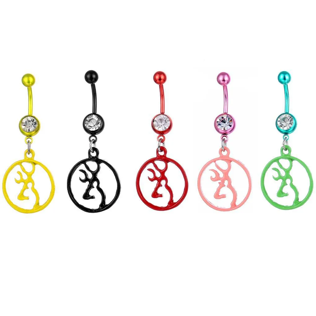 Nombril Bell Button Rings D0069 Browning Deer Belly Ring Mix Couleurs Drop Delivery Jewelry Body Dhgarden Otudp