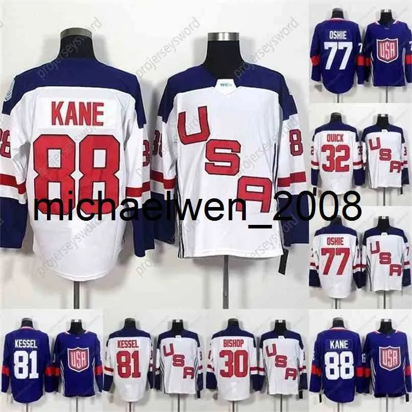 Weng 월드컵 블랭크 팀 미국 하키 유니폼 32 Jonathan Quick 67 Max Pacioretty 77 TJ Oshie 81 Phil Kessel 88 Patrick Kane Hockey Jersey