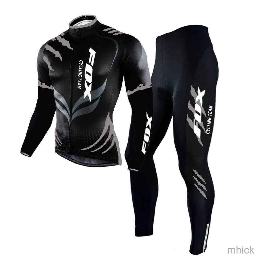 Ensembles de maillots de cyclisme Kit d'équipe de cyclisme 2022 Maillot de vélo Racing Wear Hommes Manches longues VTT Uniforme de vélo de route Vêtements de cyclisme maillot velo homme 3M411