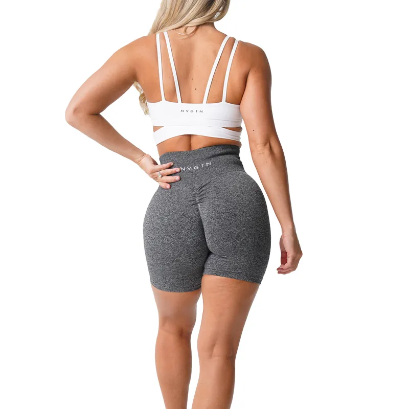 Roupa de ioga nvgtn scrunch shorts sem costura spandex mulher fitness elástico respirável hiplift lazer esportes de lazer em execução 230411