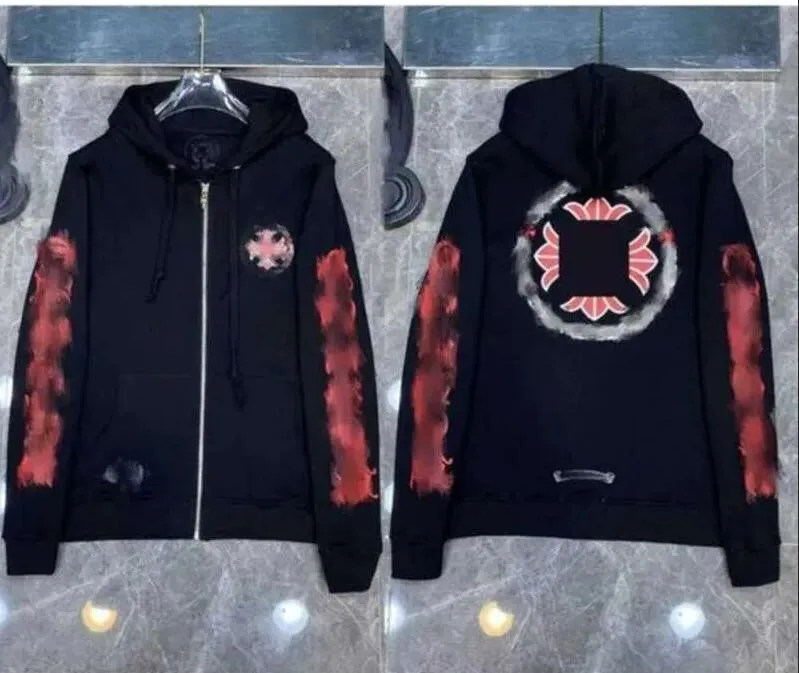 Chromees Hearts Дизайнерские мужские хромированные зимние толстовки с капюшоном Heart Hoodie Ch Куртка с длинным рукавом Свободное пальто Рубашка Chromees Hearts с капюшоном 9803