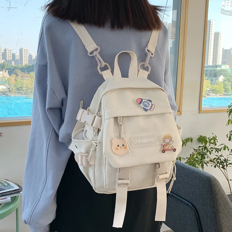 Bolsas escolares mochilas pequenas mochila feminino nylon à prova d'água moda japonesa casual jovem s bolsa feminina mini mochila 230411