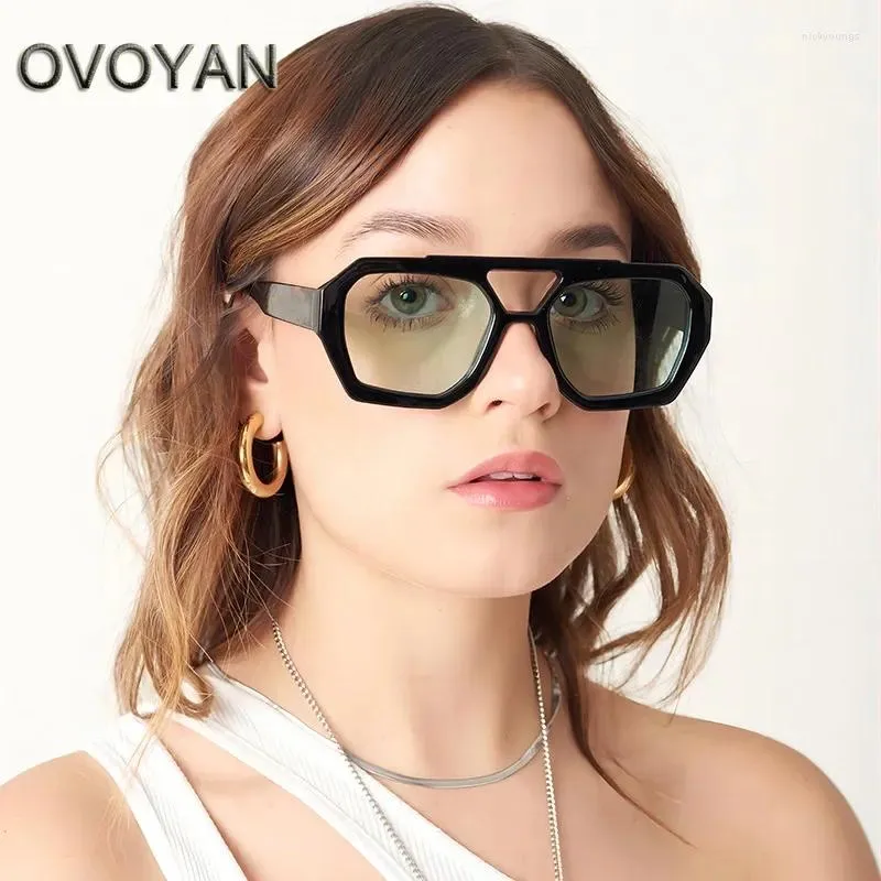 Sonnenbrille OVOYAN Polygon Vintage Frauen Doppelstrahl Gläser Outdoor Fahren Retro Brillen Lentes de Sol Mujer
