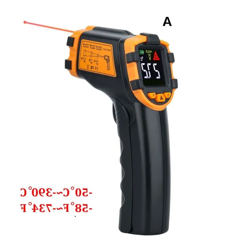 Temperaturinstrument Digital infraröd termometer Laser Temperaturmätare Icke-kontakt Pyrometer Imager Hygrometer IR Color LCD Light SCVK