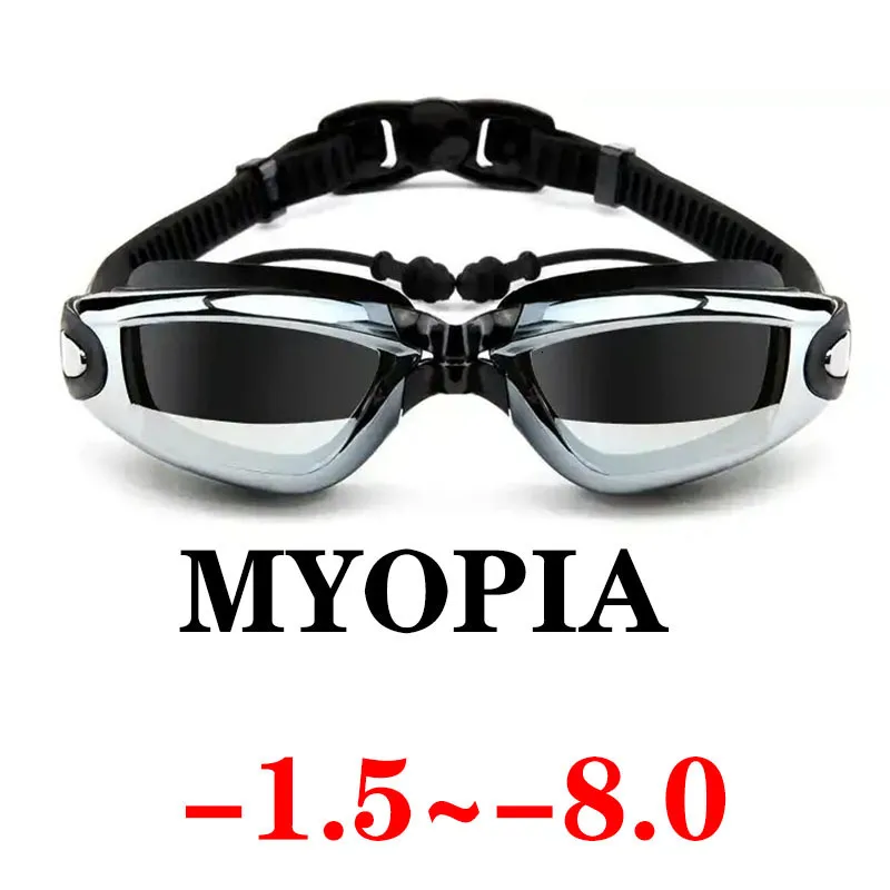 Goggles для взрослых миопии плавание ушей профессиональные стаканы для бассейна против тумана мужчины Женщины Оптические водонепроницаемые очки оптом 230411