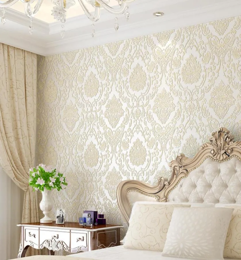 Papier peint damassé moderne papier peint en relief texturé 3D revêtement mural pour chambre salon décoration de la maison 2284950